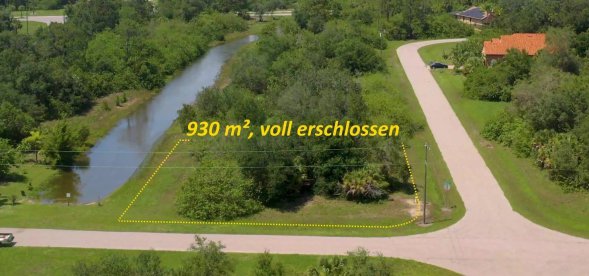 Interessantes Eckgrundstück am Wasser (Canal 8 m breit)